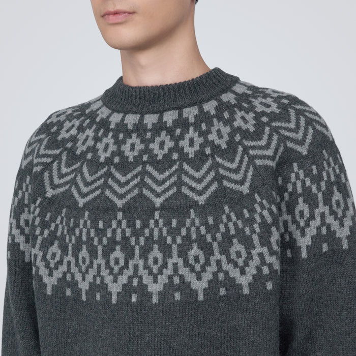 MUJI Merino Wool Jacquard Crew Neck Sweater, $79.90, muji.us