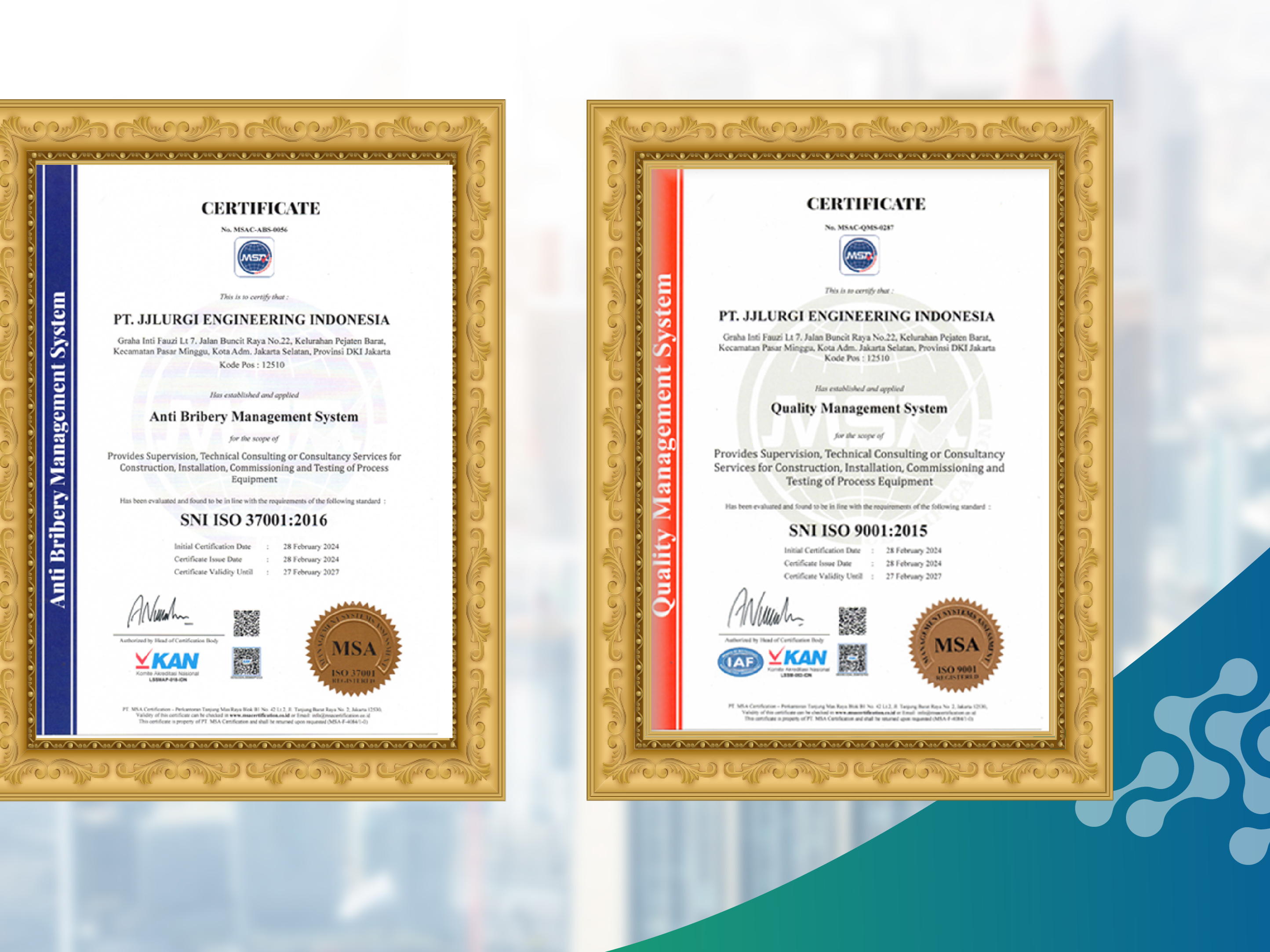 JJ-Lurgi Attains Dual ISO Certifications in Indonesia