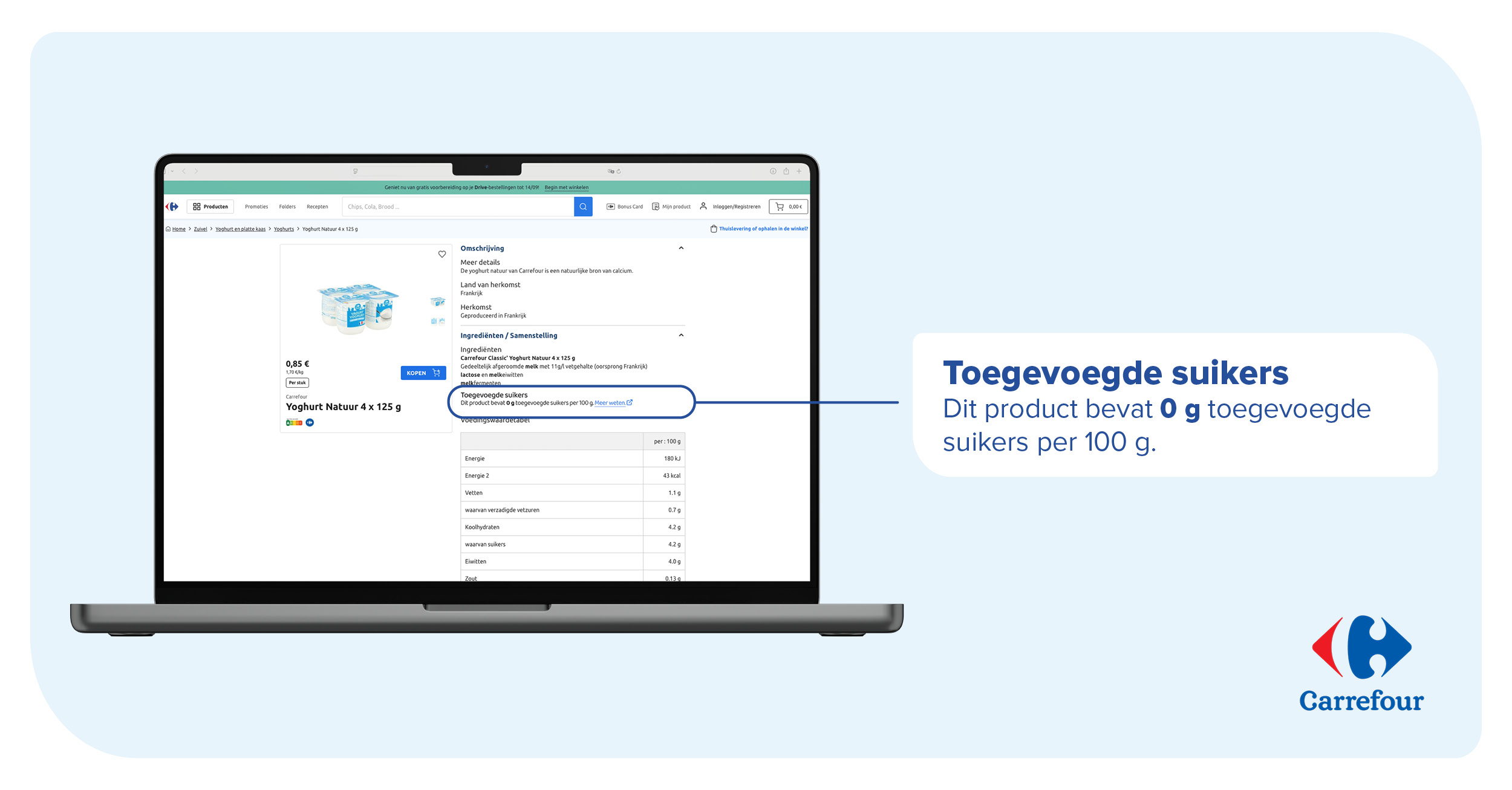 Extra transparantie voor gezondere keuzes: Carrefour België informeert over toegevoegde suikers in eigen producten 