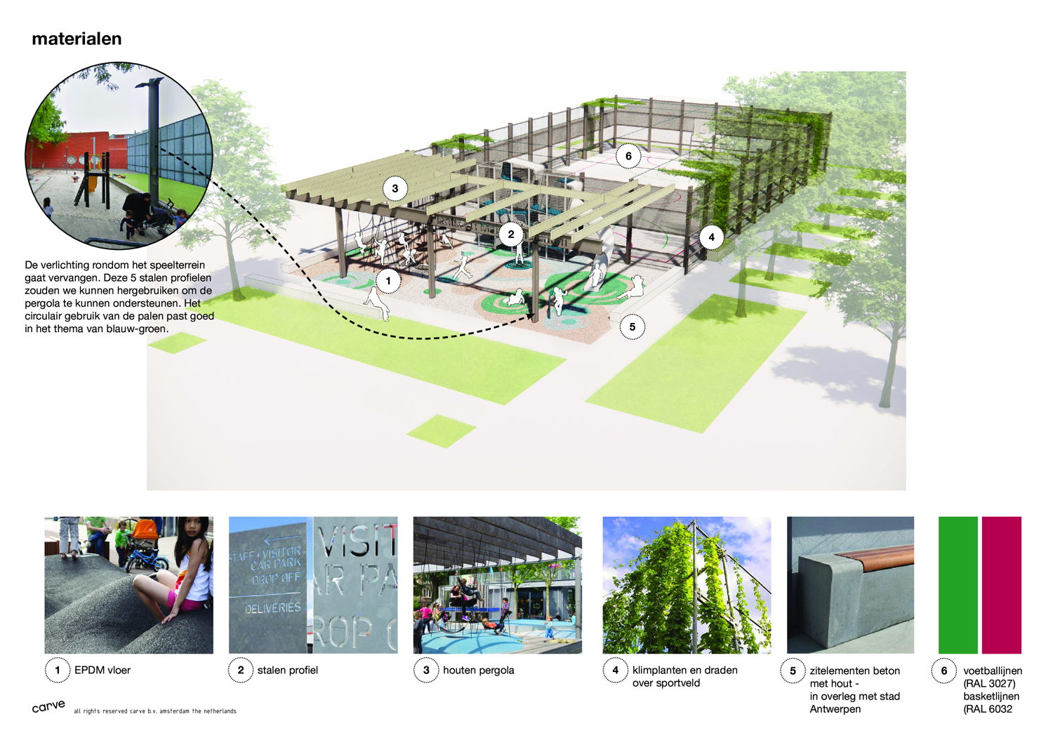 Ontwerp speelstructuur Bloemstraat Borgerhout ©Carve