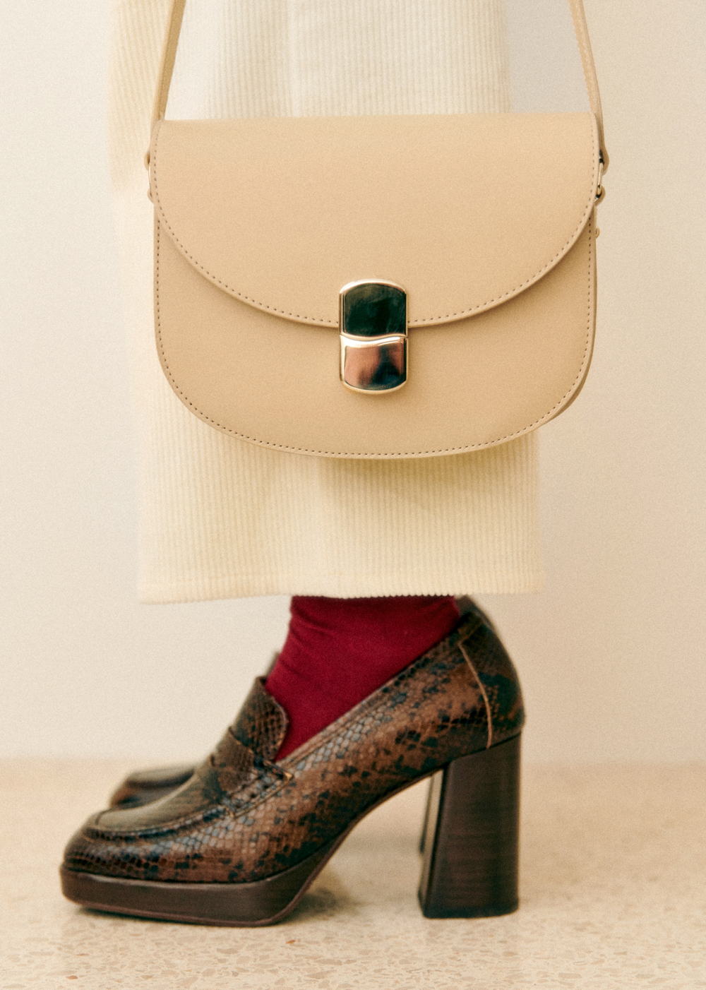 Sézane - Sac CLAUDE Sable Lisse - 345€
