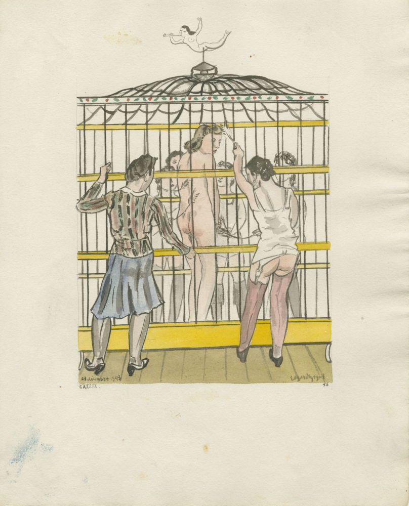 Edgard Tytgat, Eight Women and a Convent (story consisting of 5 volumes), 1941-1947, pencil and watercolor on paper, 31 x 25,4 cm, private collection  © M-Museum Leuven
(c) SABAM Belgium 2017