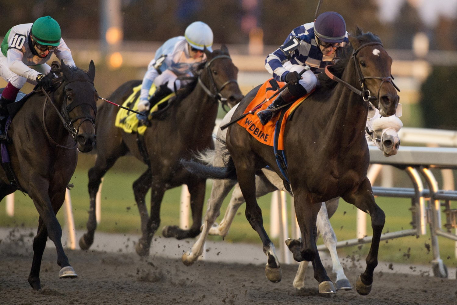 Somethinabouther winning the Grade 3 Mazarine. (Michael Burns Photo)