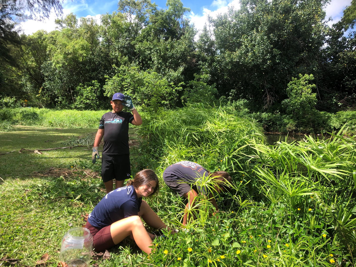 Keiki weeding at Halulu Fishpond