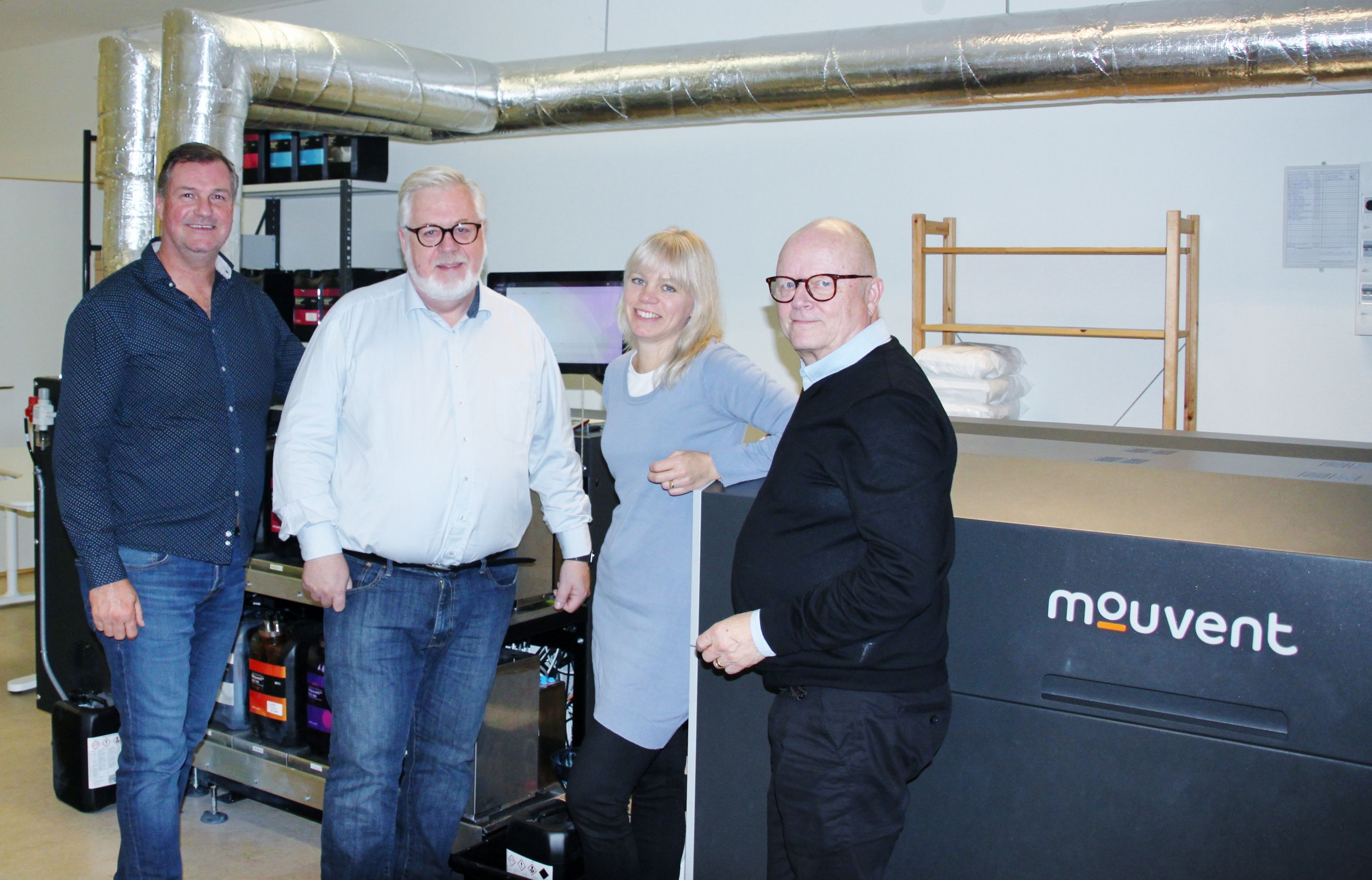 MD/Owner Christian Kjellberg; TEC AB Thomas Ejdemyr ; BOBST Mouvent LB701-UV operator Maria Westlindh and TEC AB Peter Wallen.