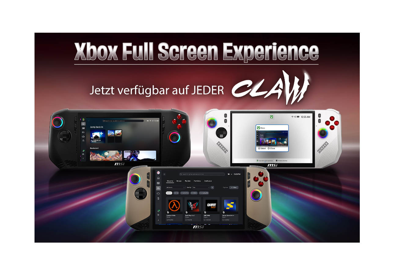 MSI Claw Handhelds unterstützen jetzt die Xbox Full Screen Experience