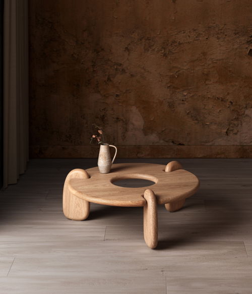 Circular Three-Legged White Oak Henge Coffee Table by Objects & Ideas, £2,701