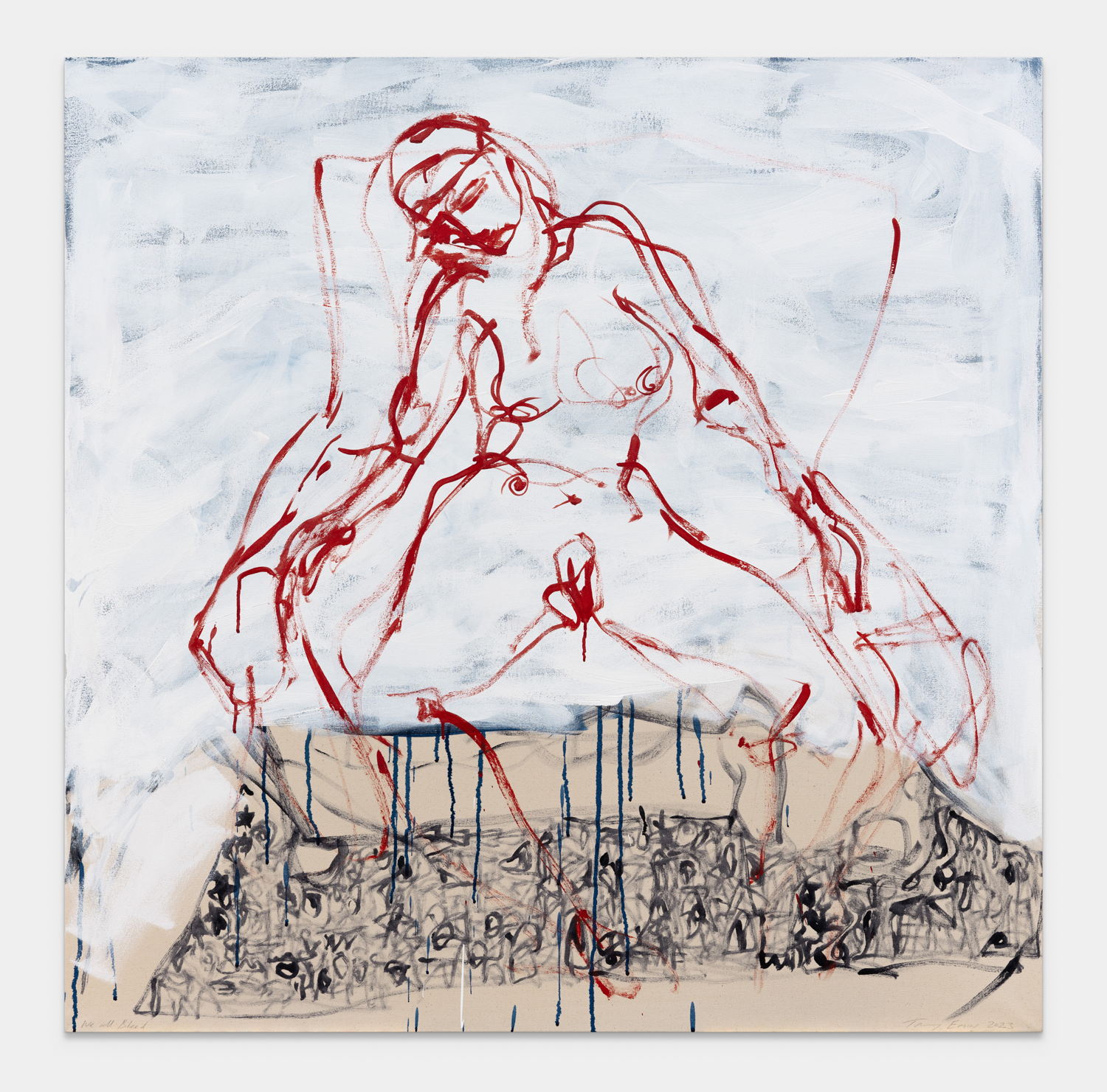 We all Bleed, 2023 acrylic on canvas 122.2 × 122 cm, 48 1⁄8 × 48 in. Photo credit: Ollie Harrop Courtesy the Artist and Xavier Hufkens, Brussels