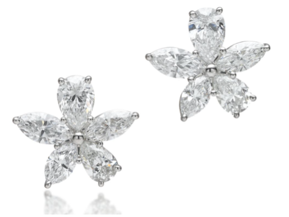 Tiffany Victoria® mixed cluster earrings in platinum with diamonds, extra large