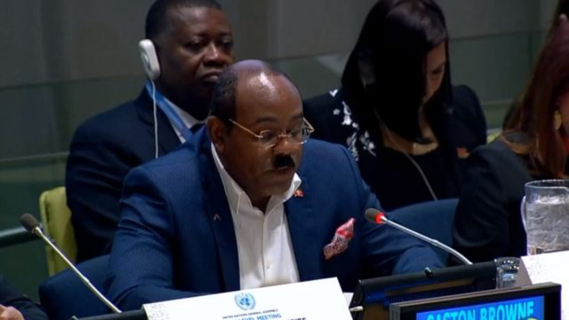 Hon. Gaston Browne, Prime Minister of Antigua and Barbuda, delivers CARICOM Joint Statement at the UNGA High-level Meeting on Middle-income Countries and the 2030 Agenda