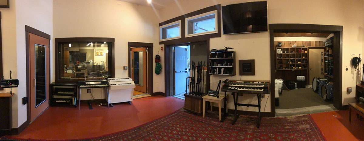 A Mad Oak Studios panorama with a view into the well stocked (far right) equipment room