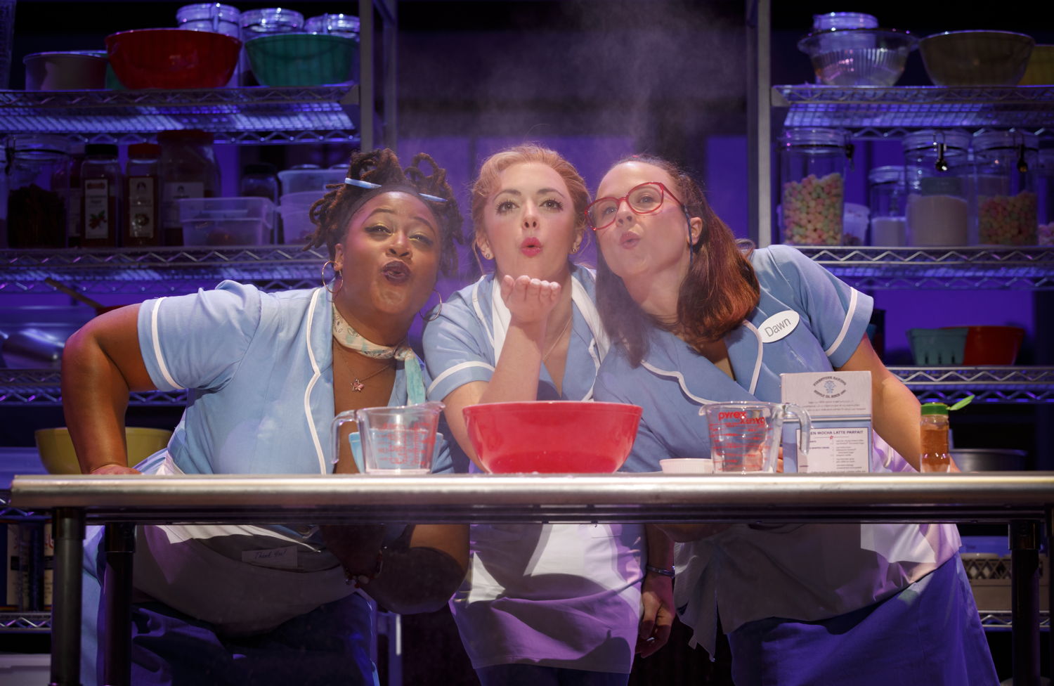 Charity Angel Dawson, Desi Oakley and Lenne Klingaman in the National Tour of WAITRESS Credit Joan Marcus