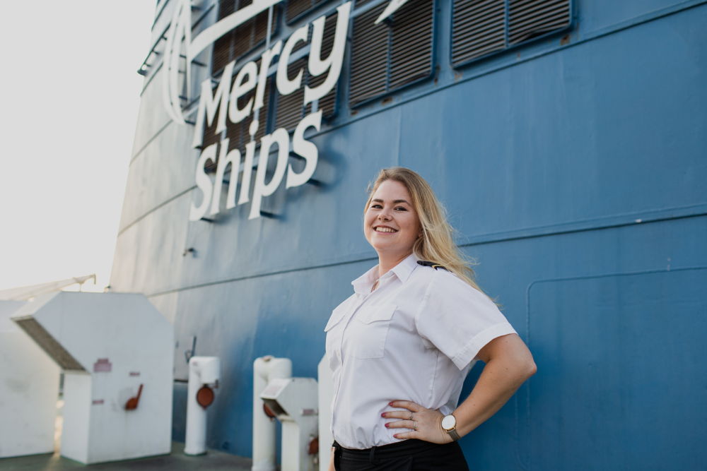 Für Sina war es der zweite Einsatz auf dem Hospitalschiff. © Mercy Ships