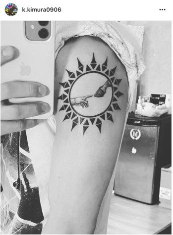 Kuzushi Kumira tattoo close up. (Instagram k.kumira0906)