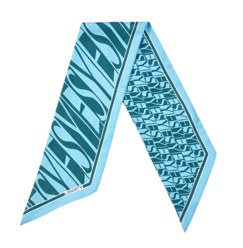 Liberty Letters Yes 15X100 Ribbon Silk Scarf - Teal by Liberty, £50 | www.libertylondon.com