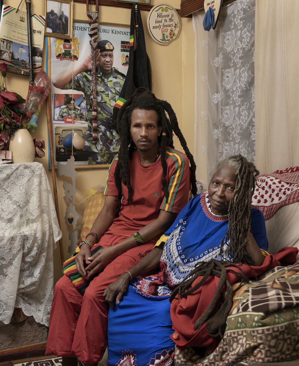Field Marshall Muthoni wa Kirima with her Grandson Bernard Mungai Kamande, Nyeri, 2019, from the series Unhistories (2015-ongoing) © Max Pinckers/MMWVA, courtesy Gallery Sofie Van de Velde