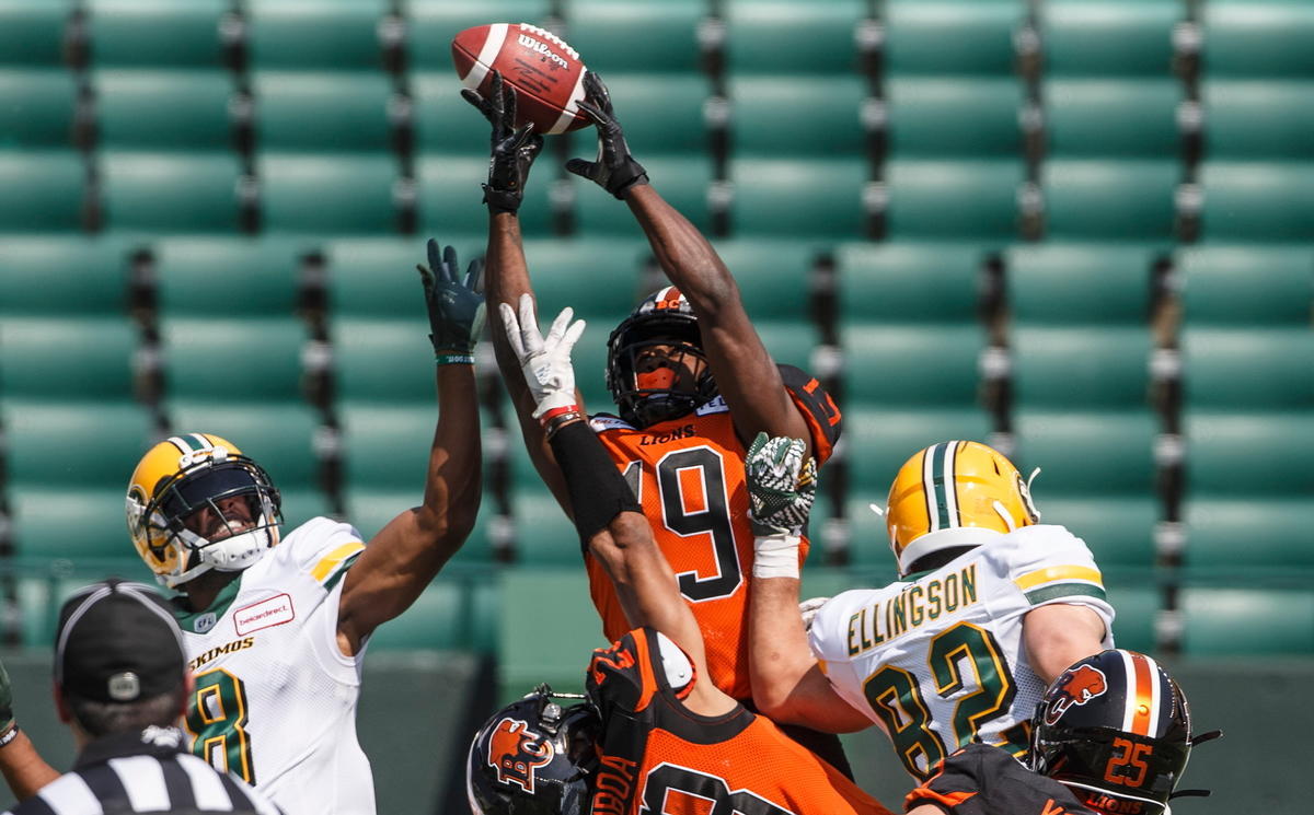 Marloshawn Franklin Jr. (19) with the B.C. Lions in pre-season action, Sunday May 26, 2019 | CP Images