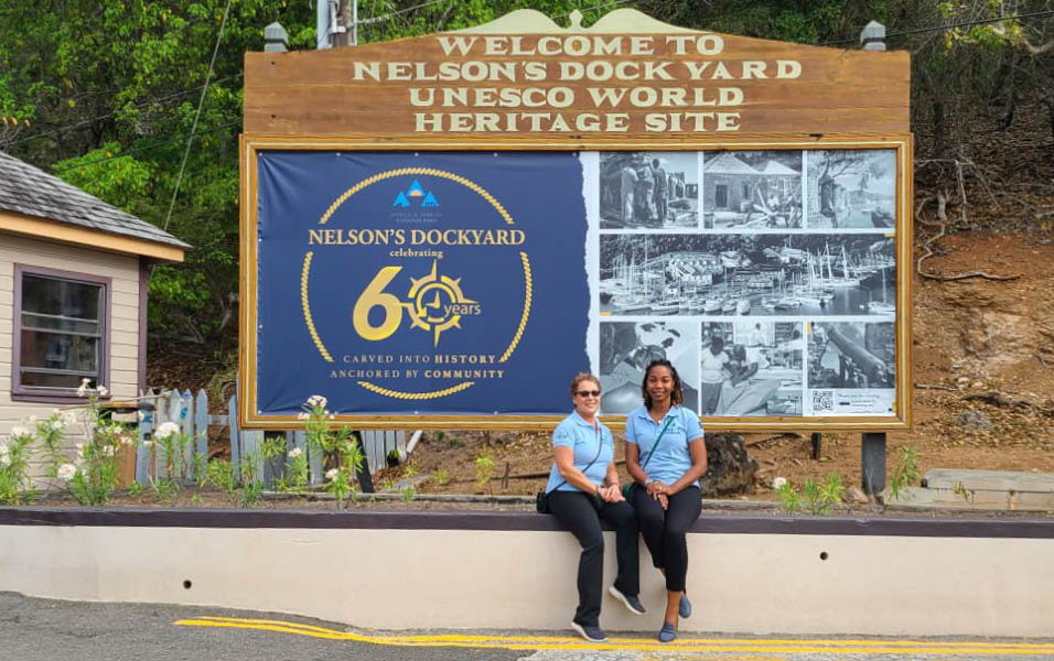 (L) Maria Fowell, Senior Technical Specialist, OECS Commission with (R) Natasha Deterville-Moise, Programme Assistant, OECS Commission