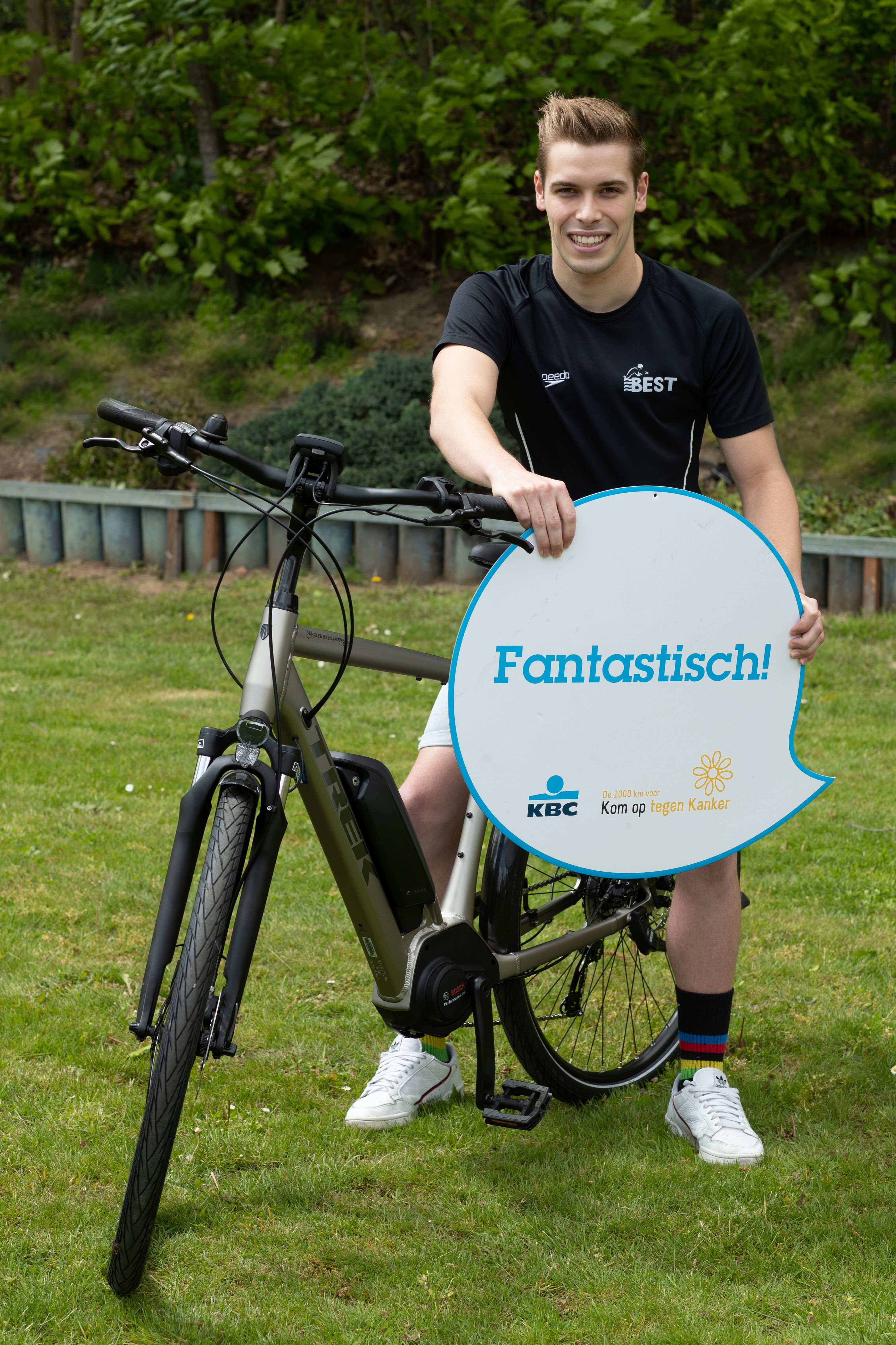 Bjarne Vranckx, winnaar van de Gelijk nen Echte-fietschallenge