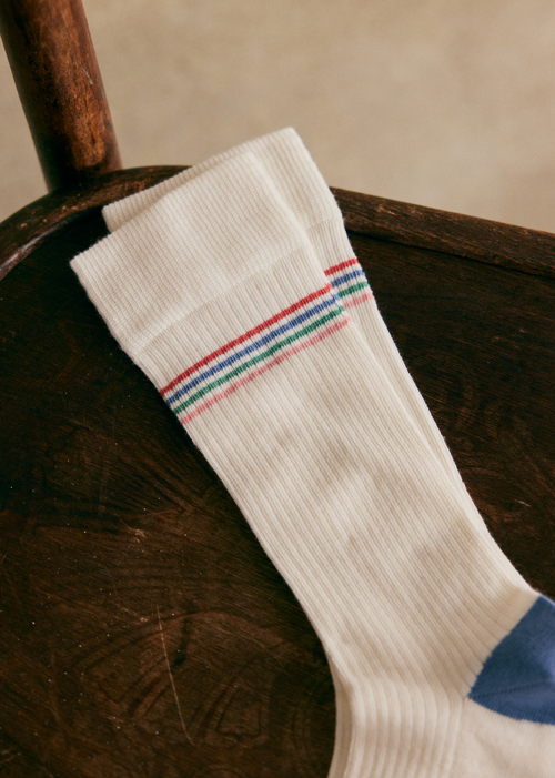 Octobre Editions - Chaussettes Hayes ecru Rayures Multicolores - 20€