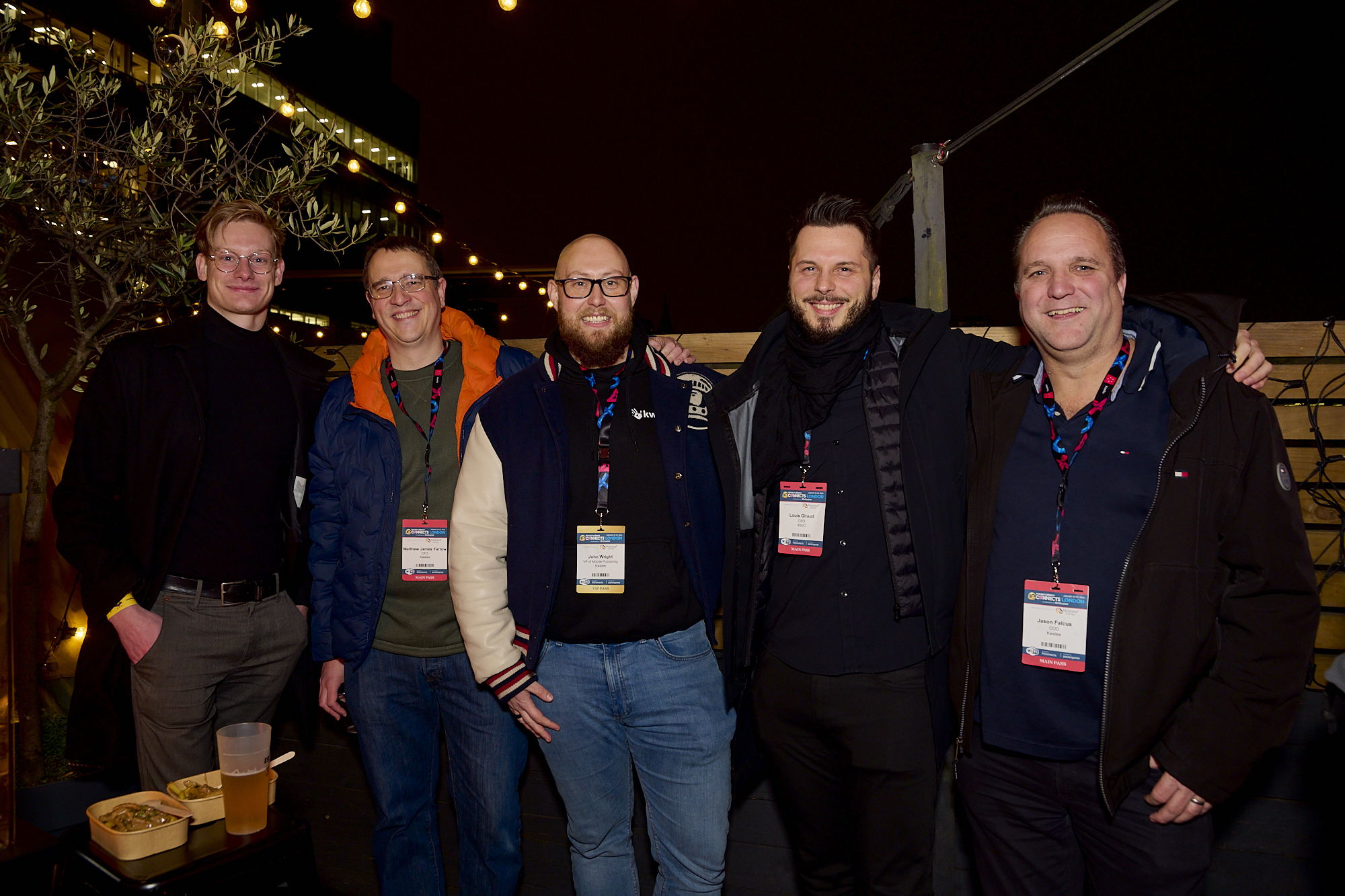 (Left to right - Louis Croquet, CCO at 8SEC, Matthew Farrow, CFO at Kwalee, John Wright, VP of Mobile Publishing at Kwalee, Louis Giraud, CEO at 8SEC and Jason Falcus, COO at Kwalee - celebrating the investment and new collaboration.)
