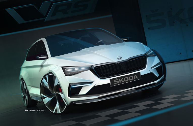 Xirallic crystal sparkle effect paint make the brilliant
white finish of the ŠKODA VISION RS shimmer with a
subtle blue effect. Organic components in the paint
reflect heat, thereby reducing the interior temperature.