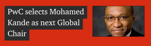 PwC duidt Mohamed Kande aan als volgende Global Chair