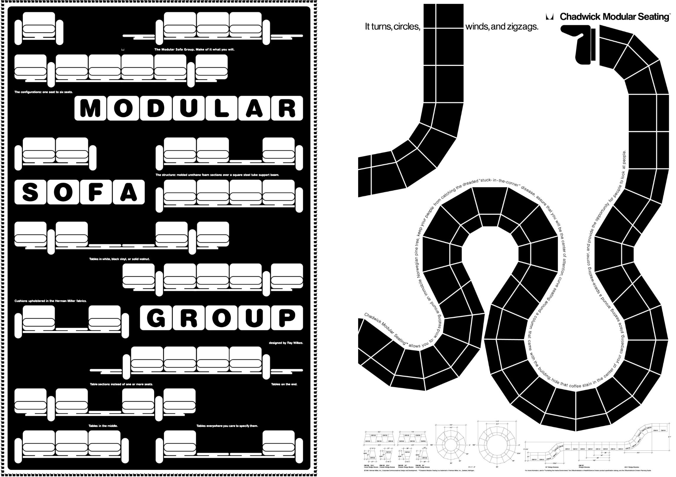 Wilkes Modular Sofa Group Poster (left) and Chadwick Modular Seating Poster (right)