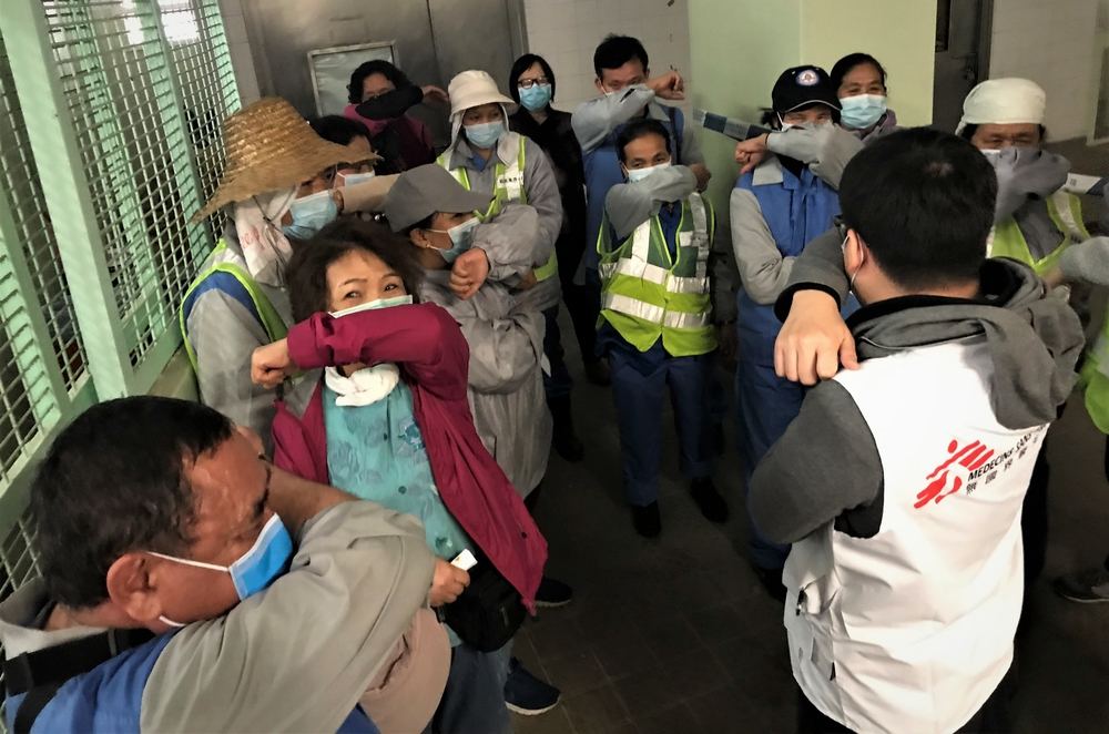 Gezondheidspromotie van Arsten Zonder Grenzen over het nieuwe coronavirus in Hong-Kong ©  Shuk Lim Cheung/AZG