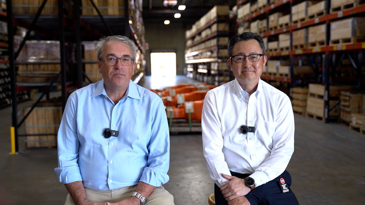 Robert Desel (left), CEO of Kito Crosby; and Yoshio Kito, Chairman of the Board of Kito Crosby.