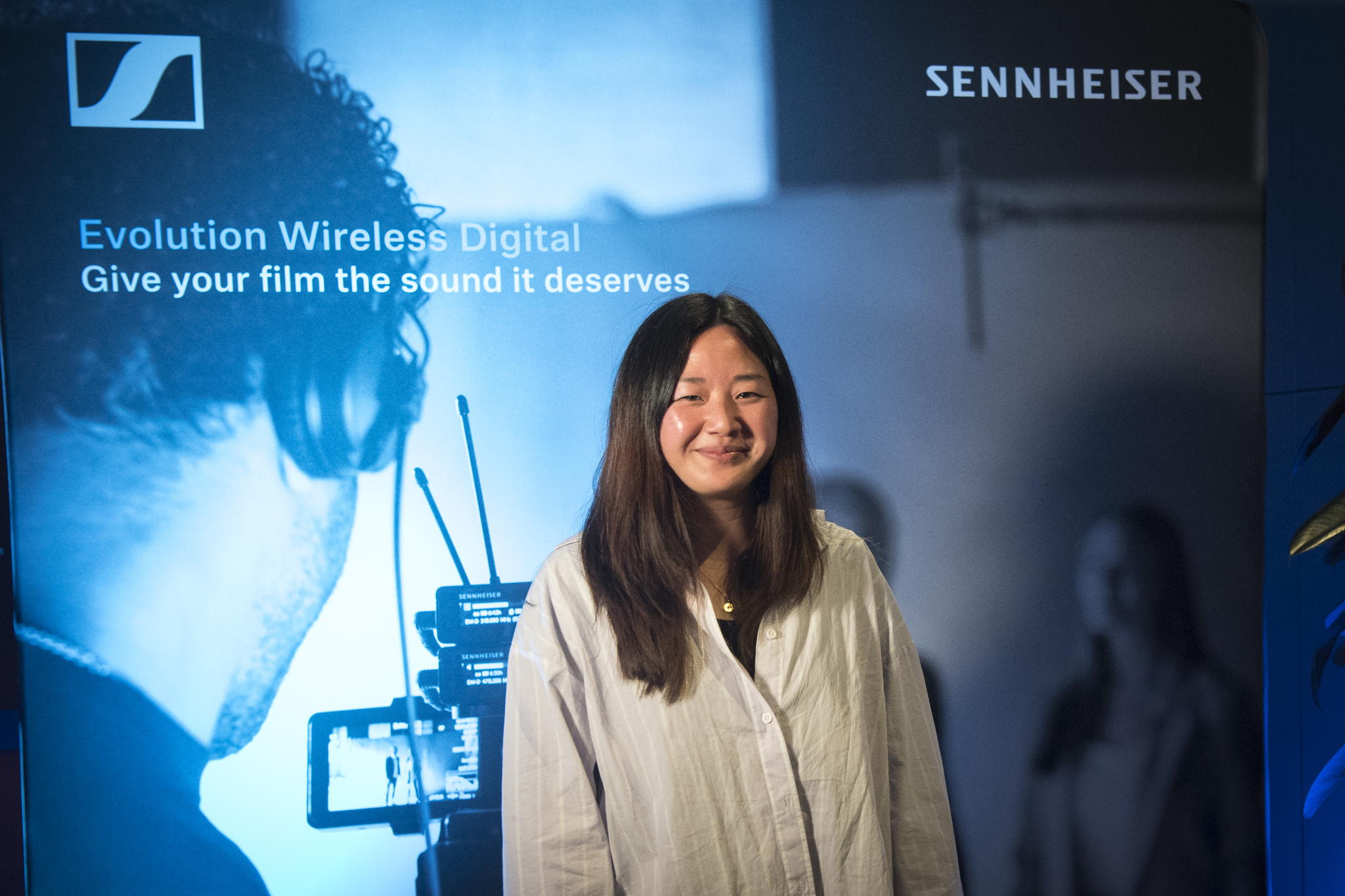 Grace at the Sennheiser booth Grace at the Sennheiser booth