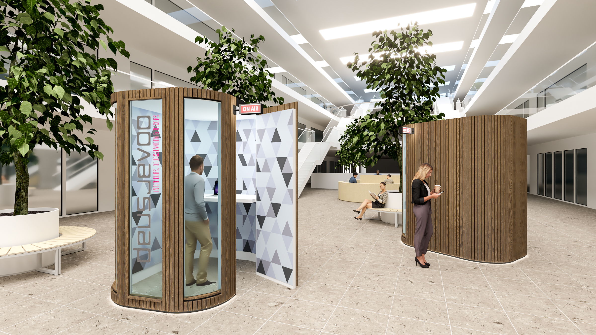 Exclusivité mondiale : le constructeur de décors Deusjevoo lance un microstudio transportable, que chaque entreprise pourra moduler à sa mesure