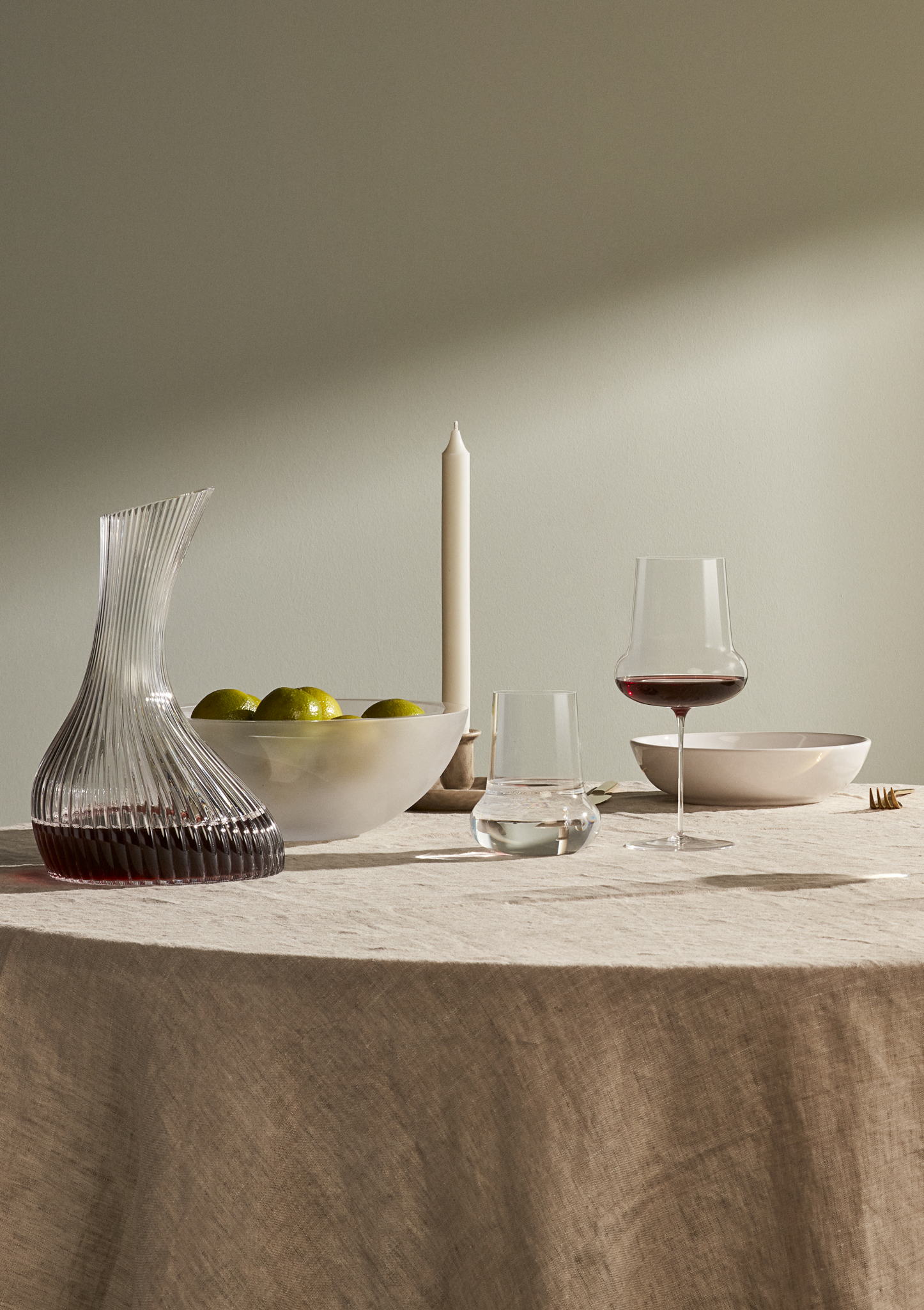 Vini Carafe, €65; Ghost Zero Belly Red Wine Glass, €85; ​
Tumbler Set of 2, €85