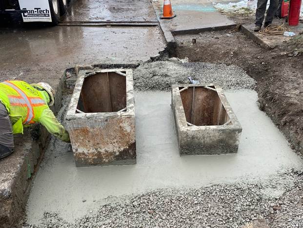 Newly installed catch basins at Forbes Avenue near Kirkpatrick Street Newly installed catch basins at Forbes Avenue near Kirkpatrick Street