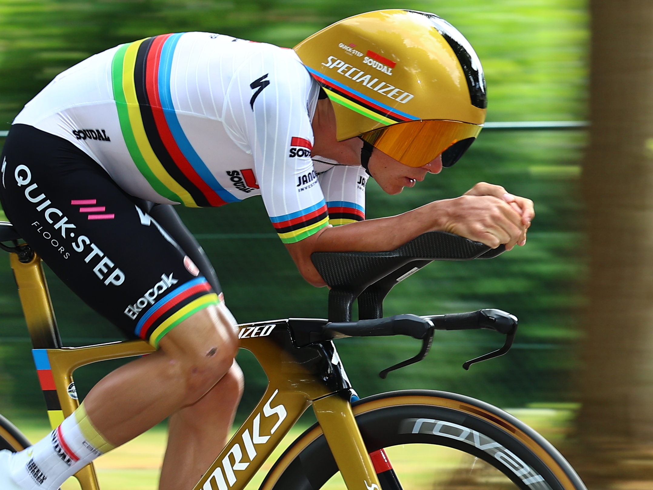Favourites Evenepoel and Kopecky race to new titles at time trial championships 
