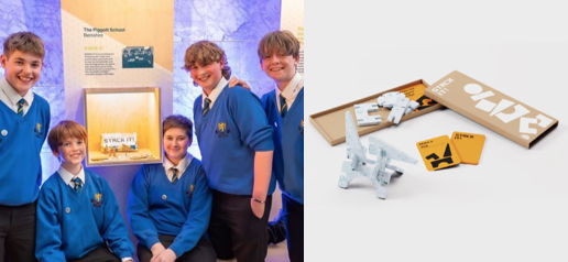 Above – The Piggott School, Berkshire, and their 2022/23 winning product 3D architectural puzzle set Stack It! currently on sale in the Design Museum Shop