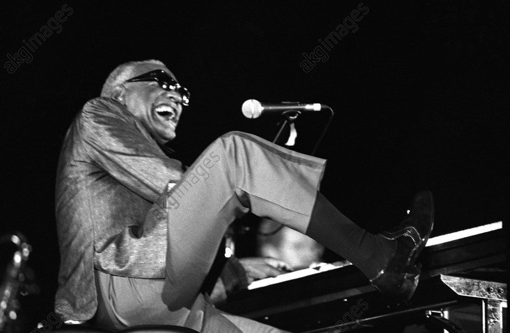 Ray Charles during a concert at the Marciac Jazz Festival, France. AKG3543107