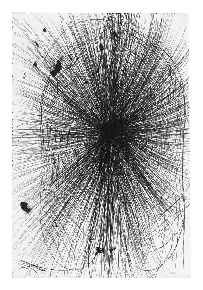 Sterling Ruby, DR (8217), 2023 pen on paper 57.8 × 47.6 cm, 22 3⁄4 × 18 3⁄4 in. Photo credit: Robert Wedemeyer Courtesy the Artist and Xavier Hufkens, Brussels