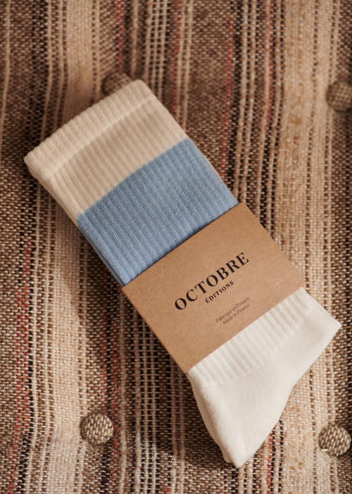 Octobre Editions -  Chaussettes Ray Bleu Clair - 20€