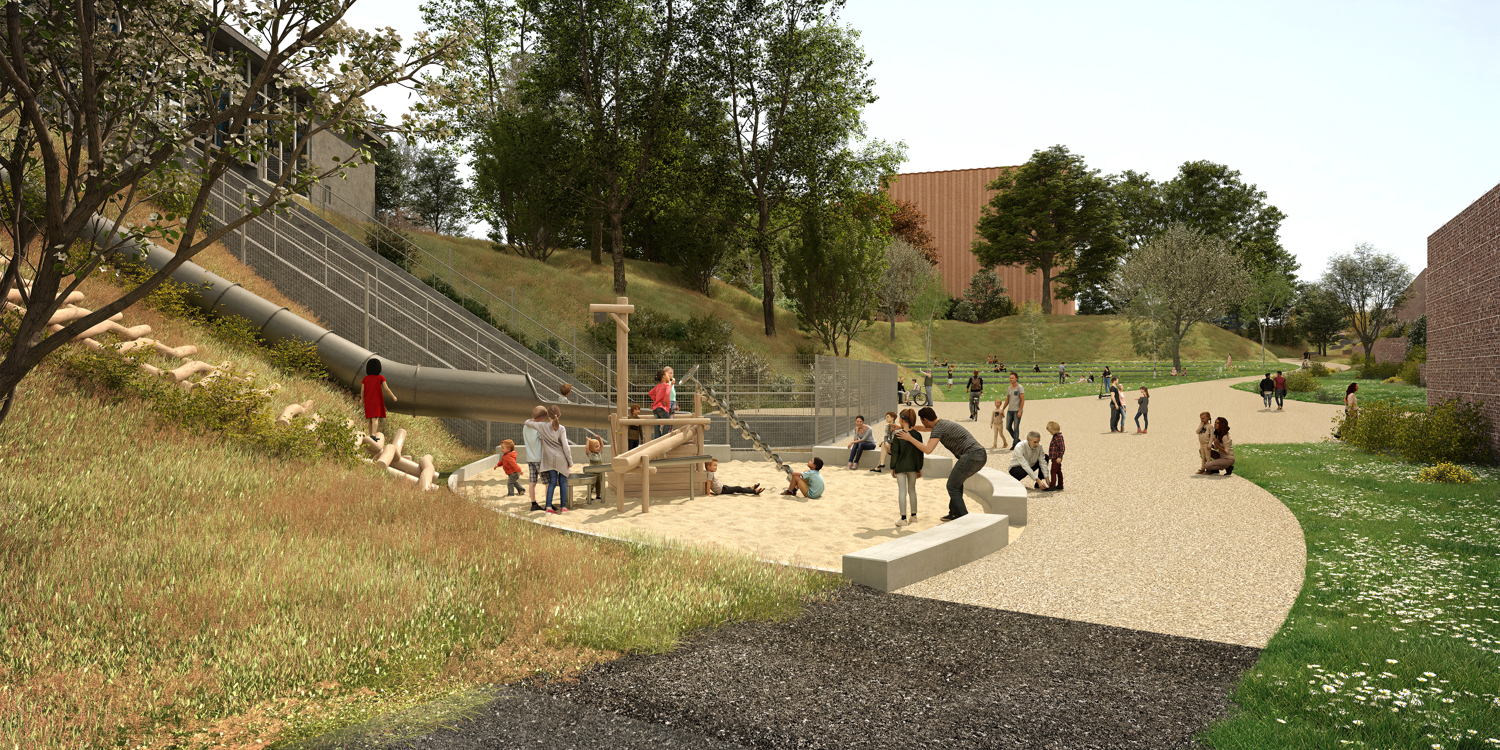 Toekomstbeeld Pomppark Zuid - speelzone_©Sweco-Latz-Greisch-SWP