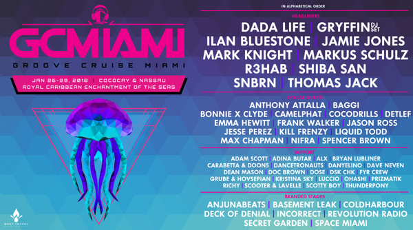 Groove Cruise Announces 2018 Phase One Lineup For Miami Sailing - January 26-29th
