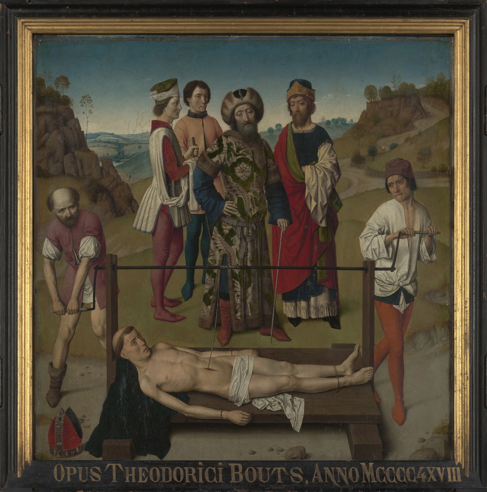 Dieric Bouts, De marteling van de heilige Erasmus, 1464 © Lukas – Art in Flanders vzw, foto: Dominique Provost (vóór restauratie)