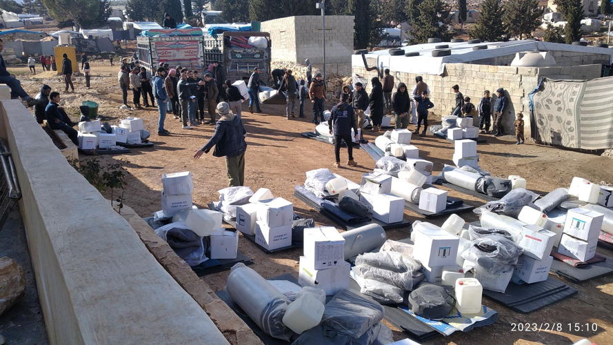 Title: Distribution in Syria Copyright: MSF Countries: Syria Date taken / Date Recorded: 08 February, 2023 Caption / Description: In the last 48 hours, our team in Syria delivered 270 kits with non-food items including hygiene items, kitchen kits, winter kits and blankets, in Jandaris area, in the Afrin district, and in camps and shelter centers receiving people affected by the earthquakes in northern Aleppo. Offering immediate relief support to people affected by the earthquakes, particularly those without shelter in this cold weather, will remain a priority for our team. We will continue to assess the needs and adapt our response accordingly. Title: Distribution in Syria Copyright: MSF Countries: Syria Date taken / Date Recorded: 08 February, 2023 Caption / Description: In the last 48 hours, our team in Syria delivered 270 kits with non-food items including hygiene items, kitchen kits, winter kits and blankets, in Jandaris area, in the Afrin district, and in camps and shelter centers receiving people affected by the earthquakes in northern Aleppo. Offering immediate relief support to people affected by the earthquakes, particularly those without shelter in this cold weather, will remain a priority for our team. We will continue to assess the needs and adapt our response accordingly.