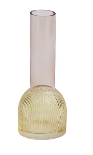 Habitat Citrine Ribbed Single Stem Glass Vase