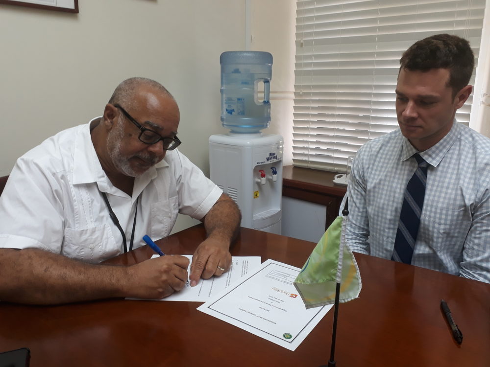 Director General of the OECS Dr. Didacus Jules and Direct Relief Emergency Response Manager Daniel Hovey