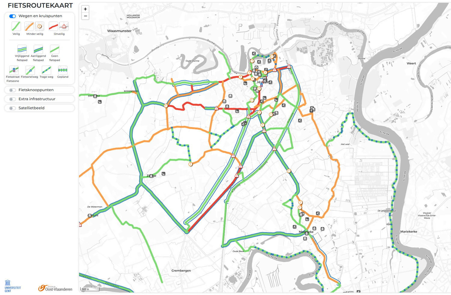 online fietsroutekaart Hamme