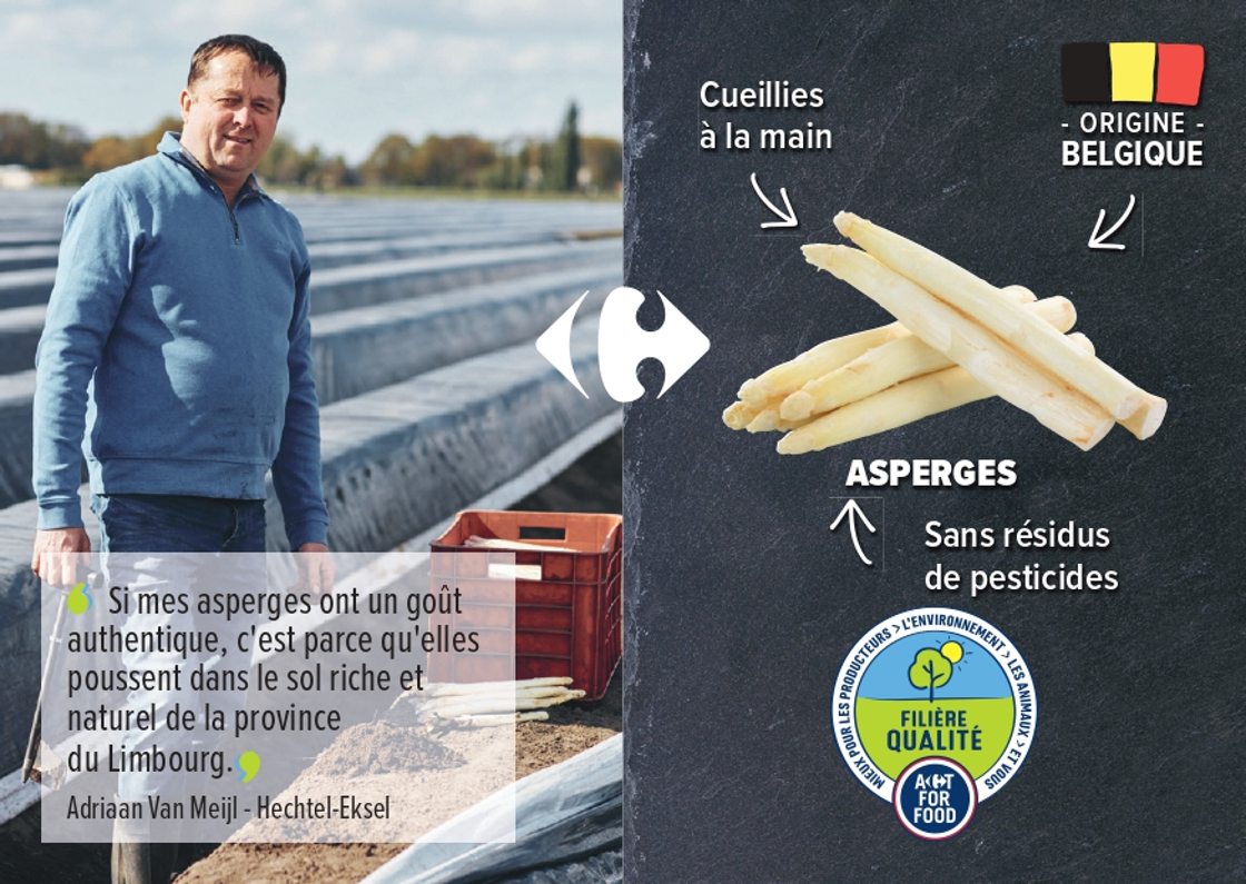 Les asperges Filière Qualité Carrefour : 100% belges et 100% fraîches