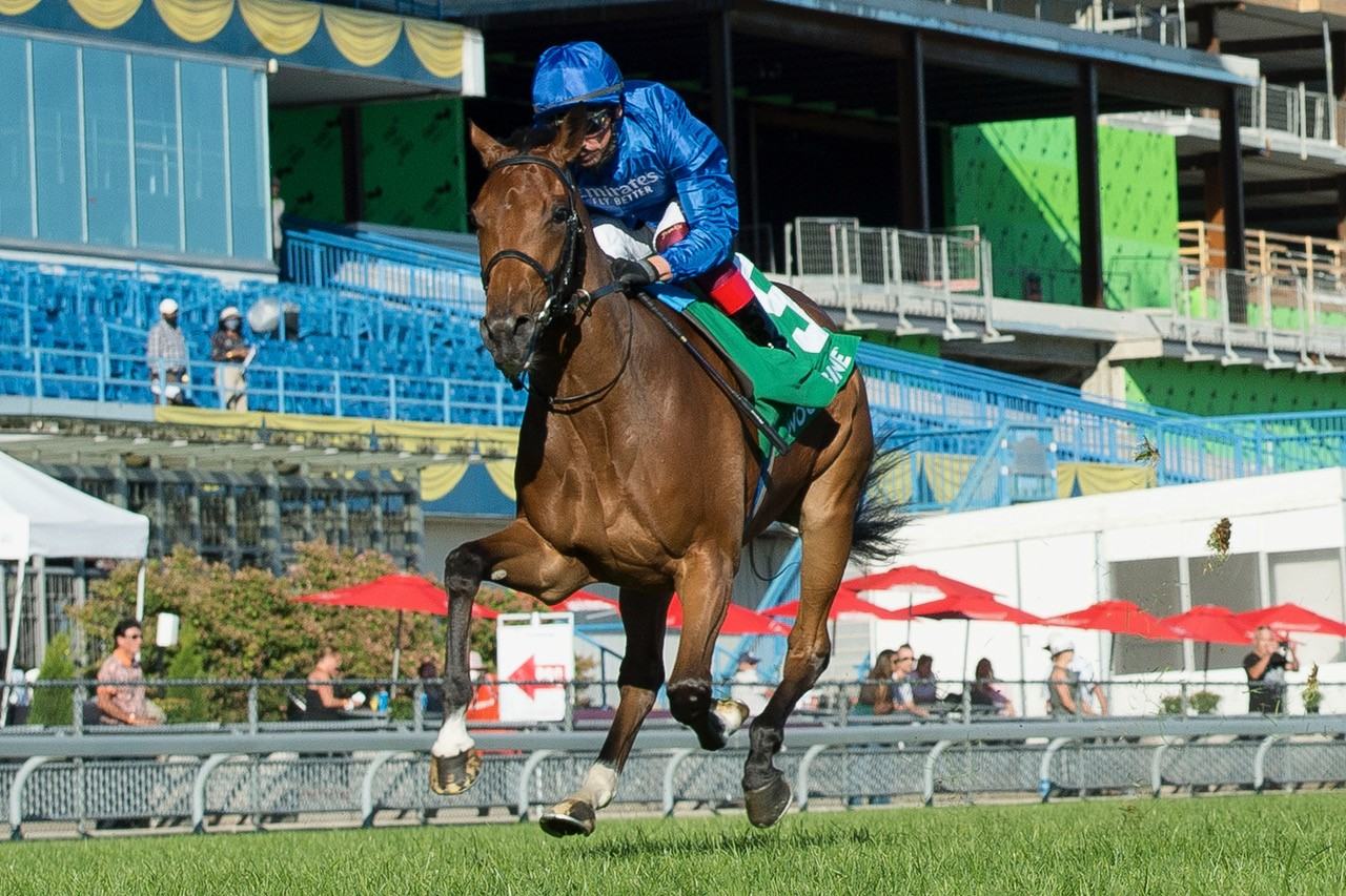 Wild Beauty winning the 2021 Natalma Stakes at Woodbine. (Michael Burns Photo)