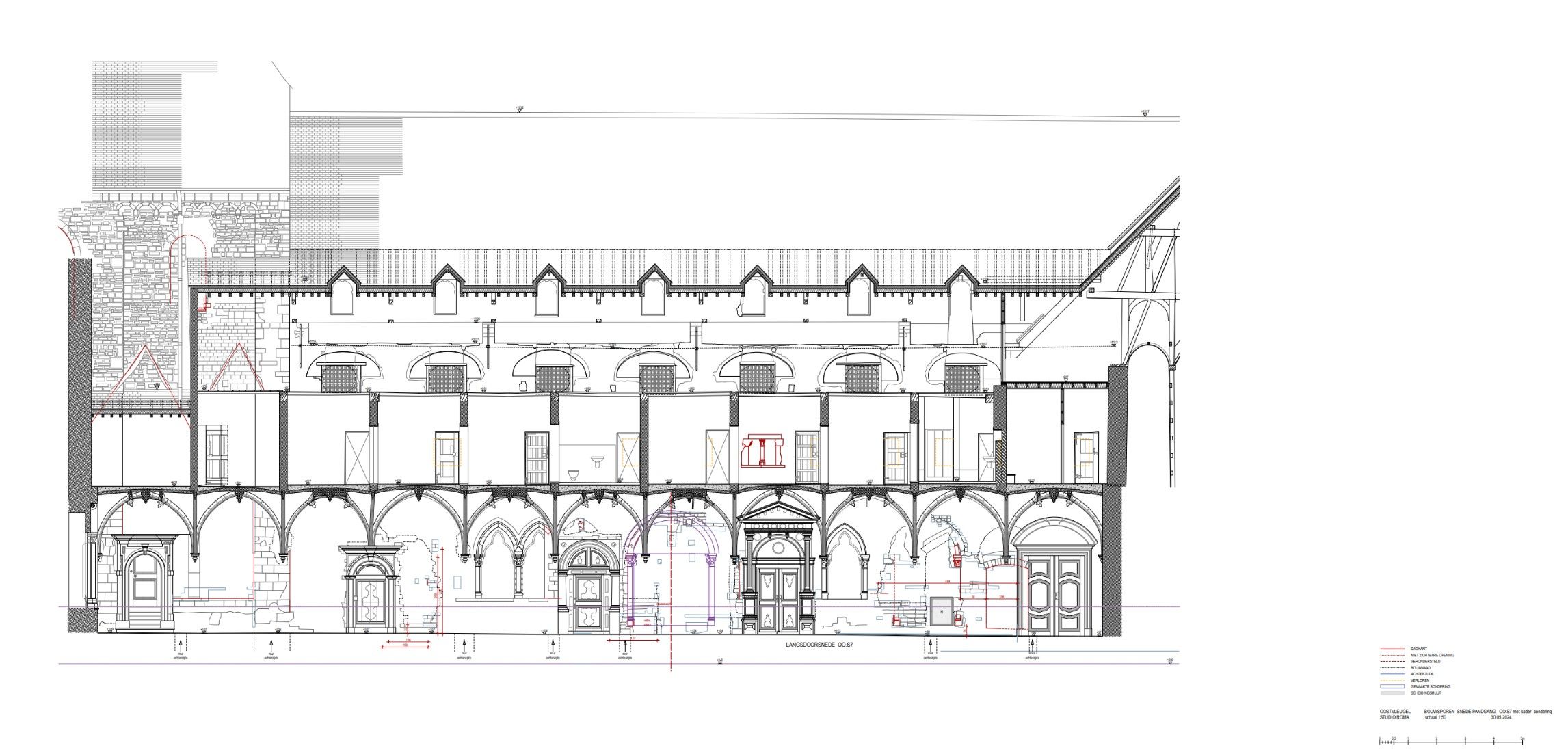 bouwsporen pandgang - reconstructie tekening Studio Roma