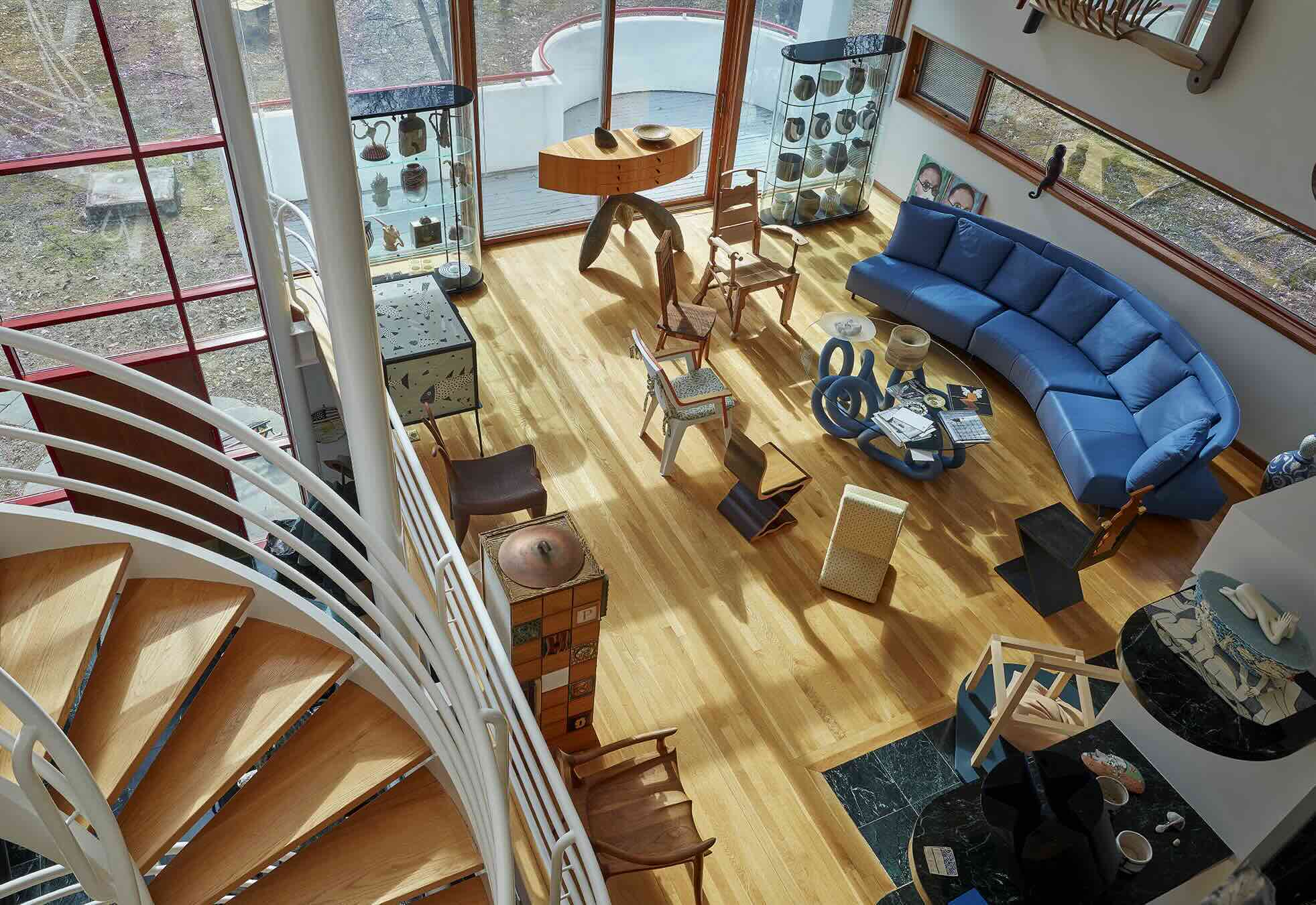 A view into the Grainers' craft-filled living room